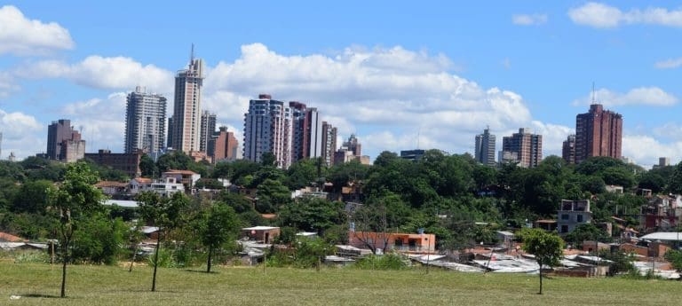 Panoramic view of Asuncion from the river