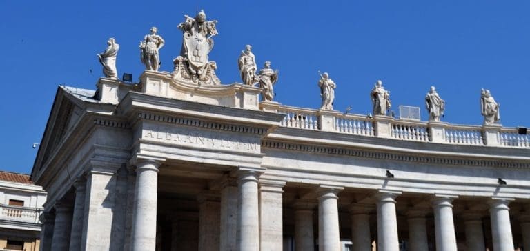 Statues of the apostles and Bernini's colonnades at St Peter's Square, Vatican