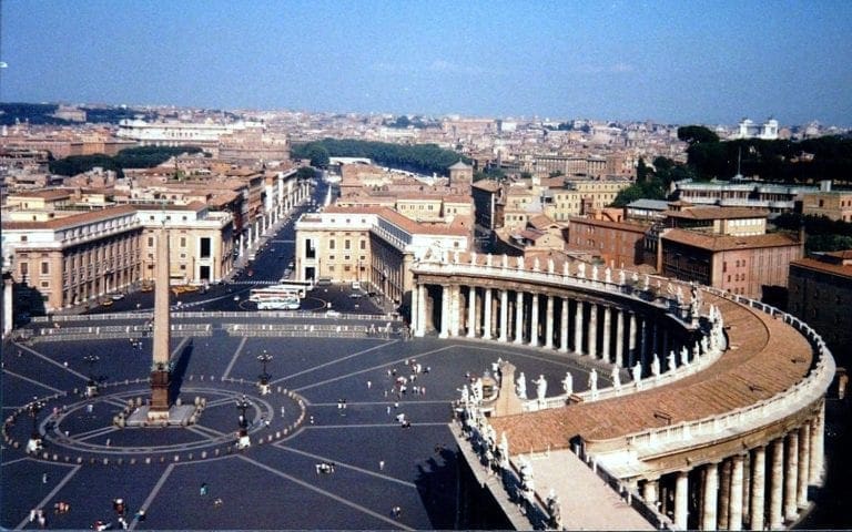 Panoramic view of St Peter's Square, Vatican from the roof of the basilica
