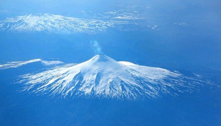 Villarica volcano from the air, Chile