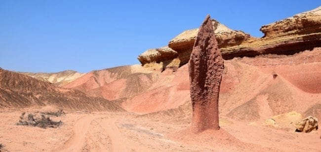 Beautiful ochre and red desert sandstone formations Namibe Province Angola