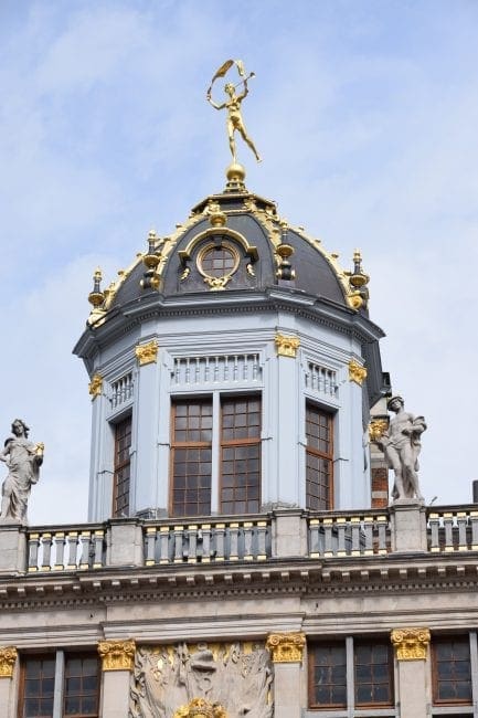 Gilded dome on the King of Spain Building, Grand Place, Brussels, Belgium