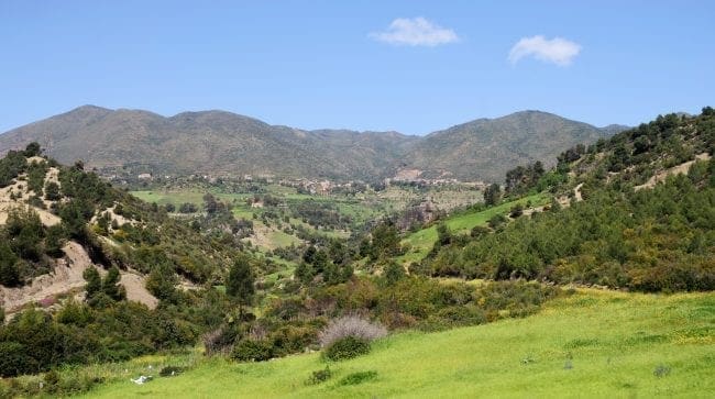 The Atlas foothills from the train neat Tipaza Algeria