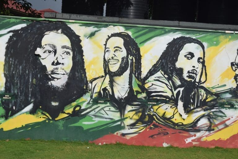 Bob Marley murals at the Bob Marley Museum, Kingston, Jamaica